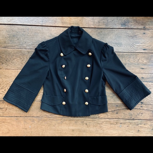 The Limited  3/4 sleeve gold button blazer - Picture 2 of 5